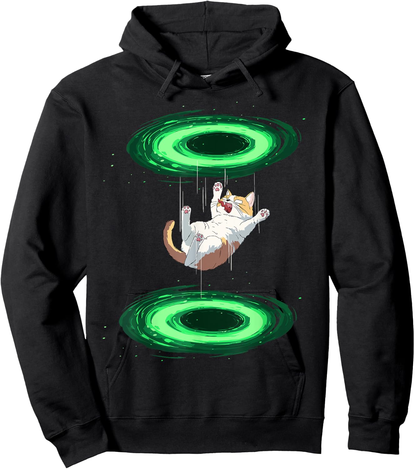 Funny Cat falls through Portal for Kitten and Cats Lovers Hoodie - Hoodie | Black