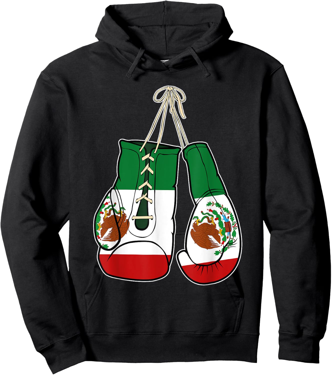 Boxing Gloves Mexico Flag Kickboxer Combat Fighter Hoodie - Hoodie | Black