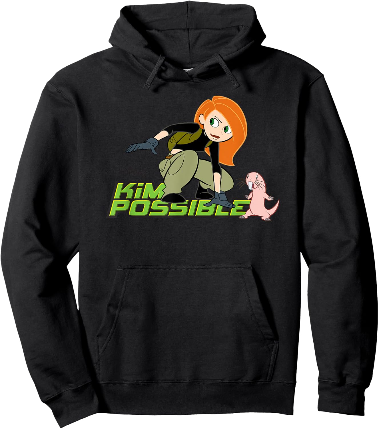 Disney Kim Possible and Rufus Animated Series Logo Hoodie - Hoodie | Black