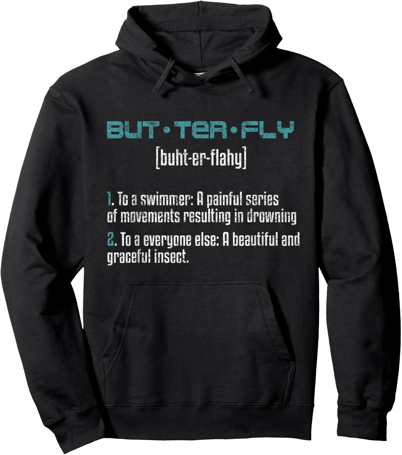 Butterfly Definition Butterfly Stroke Vintage Swimmer Hoodie - Hoodie | Black