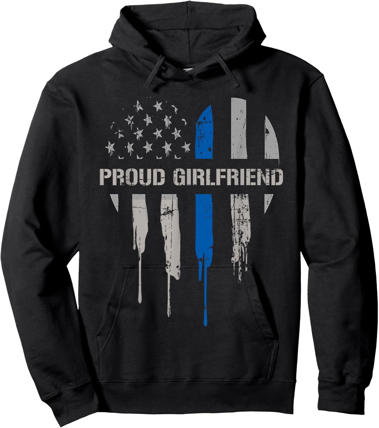 Proud Police Girlfriend Thin Blue Line Law Enforce Support Hoodie - Hoodie | Black