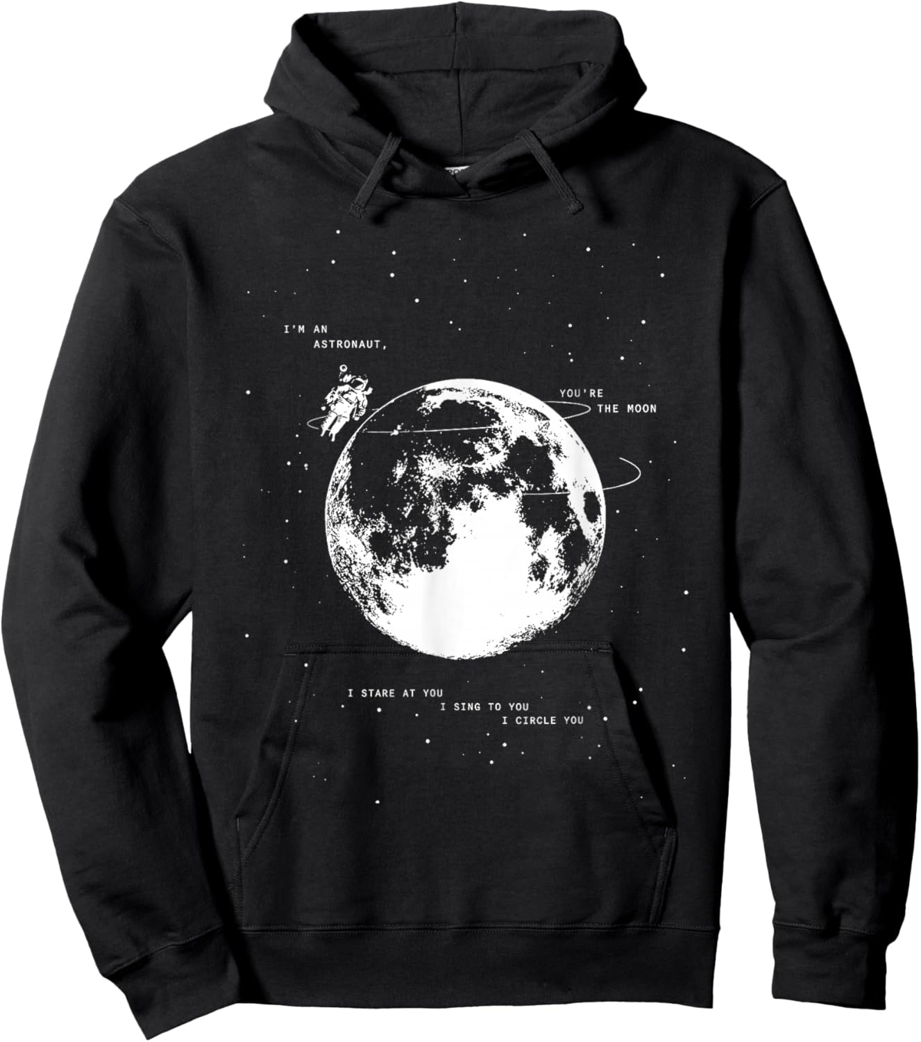 Astronaut Moon Retro Space Love Quote Graphic Hoodie - Hoodie | Black