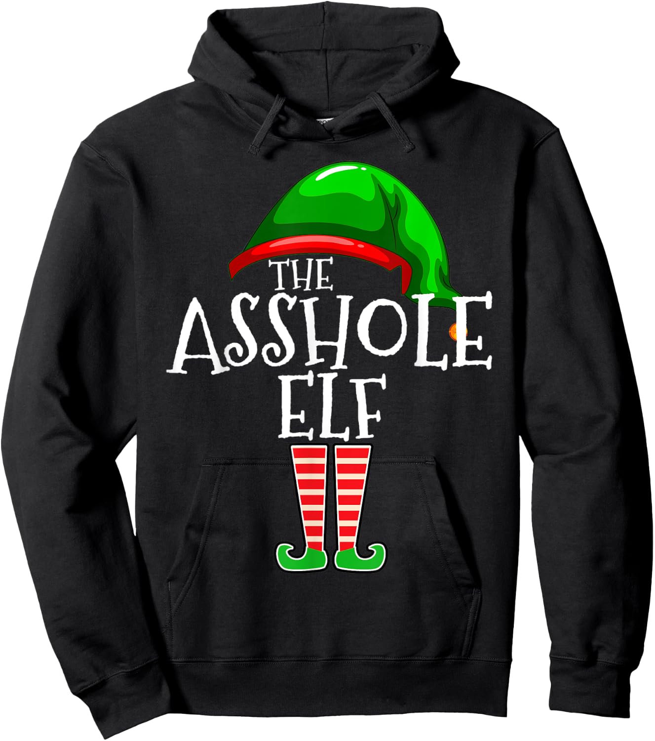 The Asshole Elf Family Matching Group Christmas Gift Funny Hoodie - Hoodie | Black
