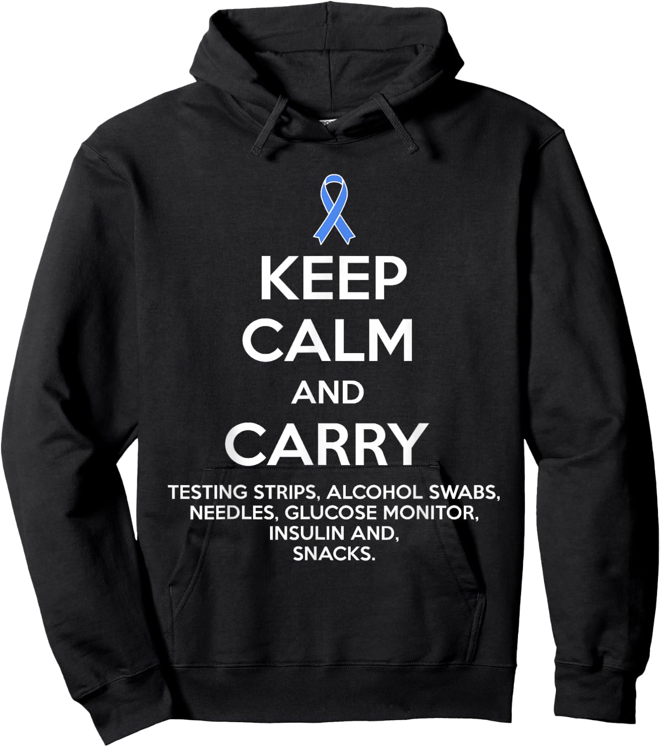 Funny Diabetic Keep Calm Type 1 Type 2 Diabetes Awareness Hoodie - Hoodie | Black
