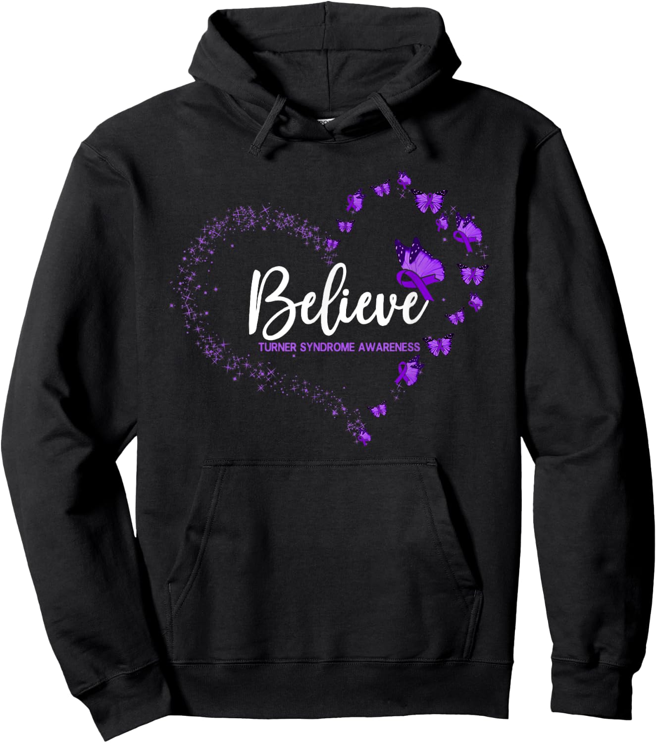 Turner Syndrome Awareness Butterfly Believe Hoodie - Hoodie | Black