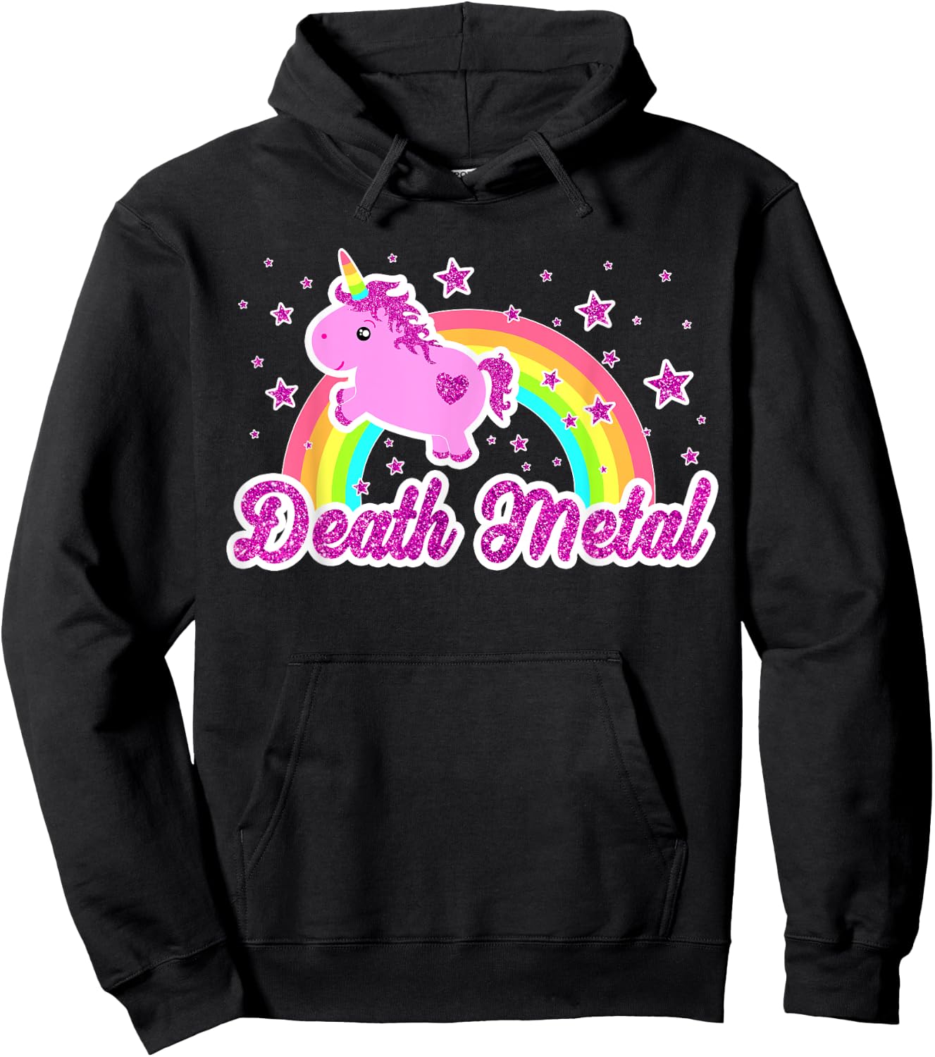 Death Metal Music Funny Ironic Cool Unicorn Festival Hoodie - Hoodie | Black