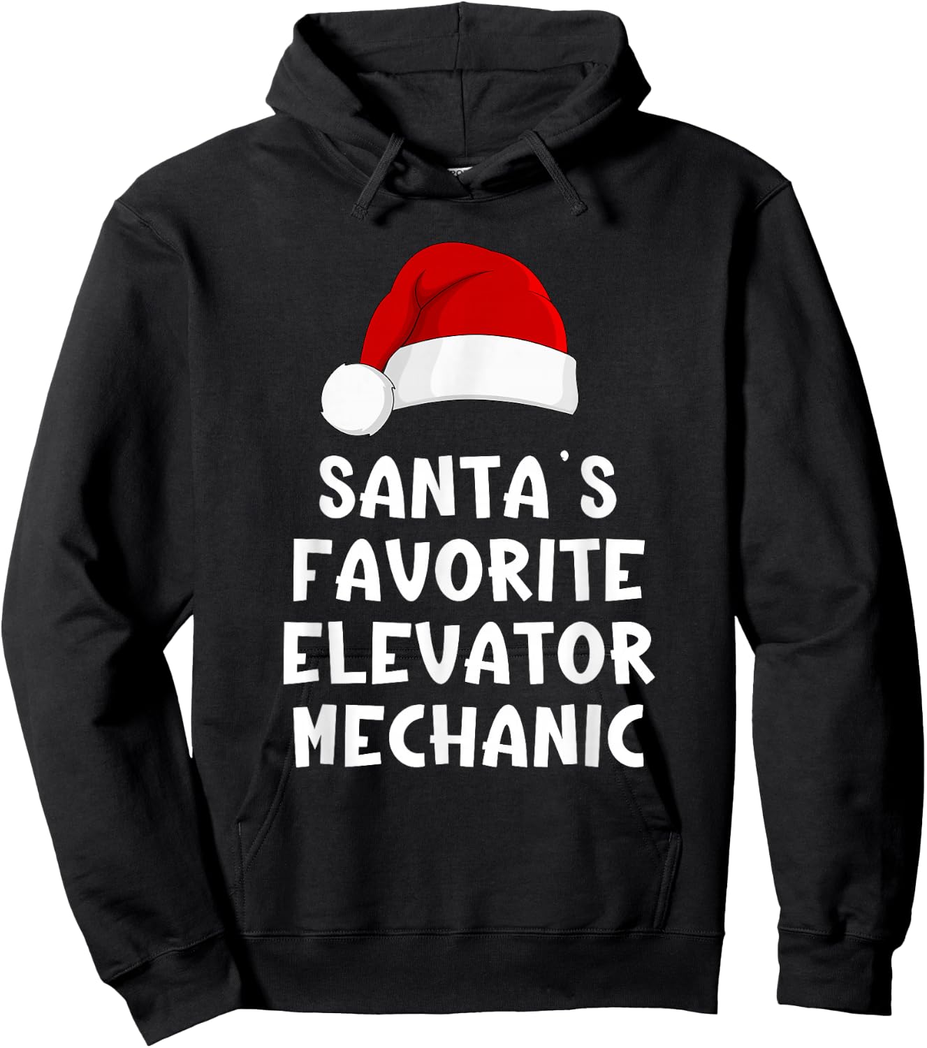 Christmas Santa's Favorite Elevator Mechanic Funny Pajama Hoodie - Hoodie | Black