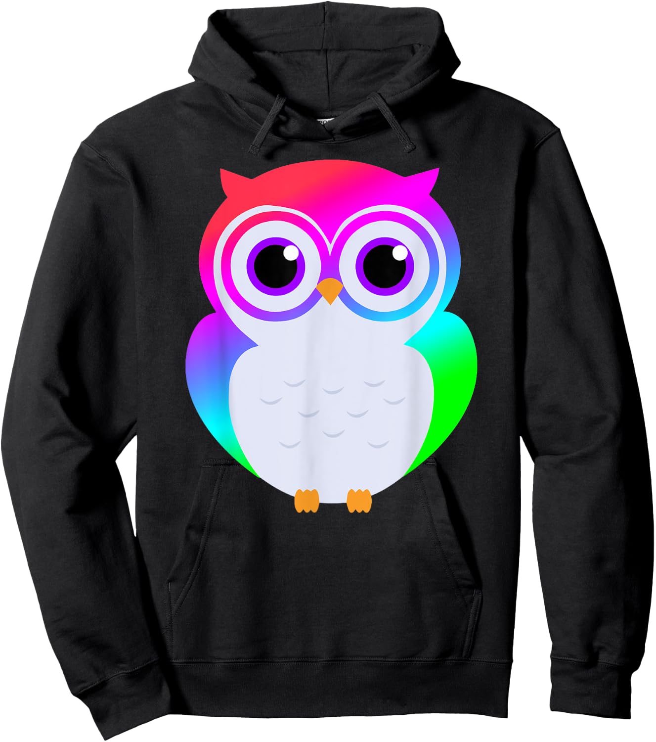 Electric Neon Rainbow Owl Rave Fashion Hoodie - Hoodie | Black