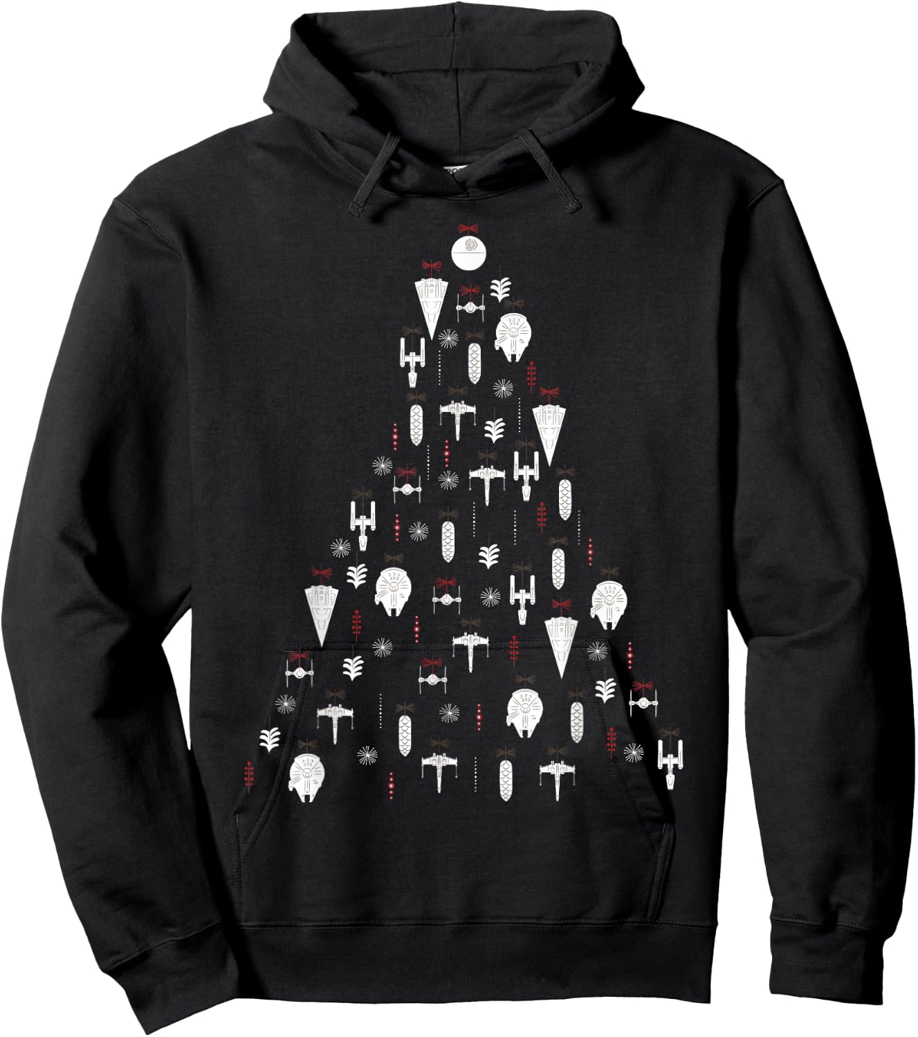 Star Wars Ship Ornaments Top Christmas Tree Hoodie - Hoodie | Black