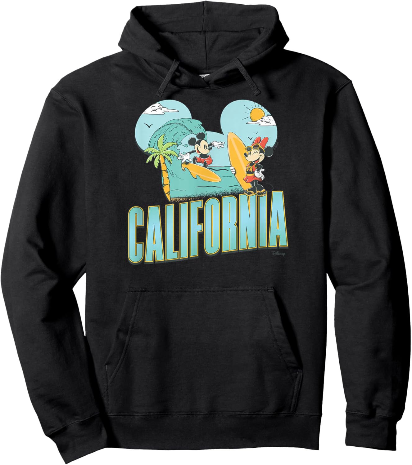 Disney California Surf Mickey and Minnie Mouse Hoodie - Hoodie | Black