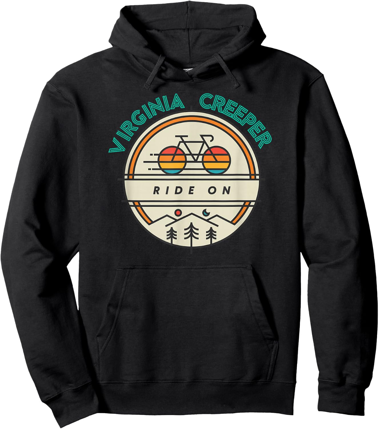 Virginia Creeper Trail Retro Mountain Bike and Hike T Shirt Hoodie - Hoodie | Black
