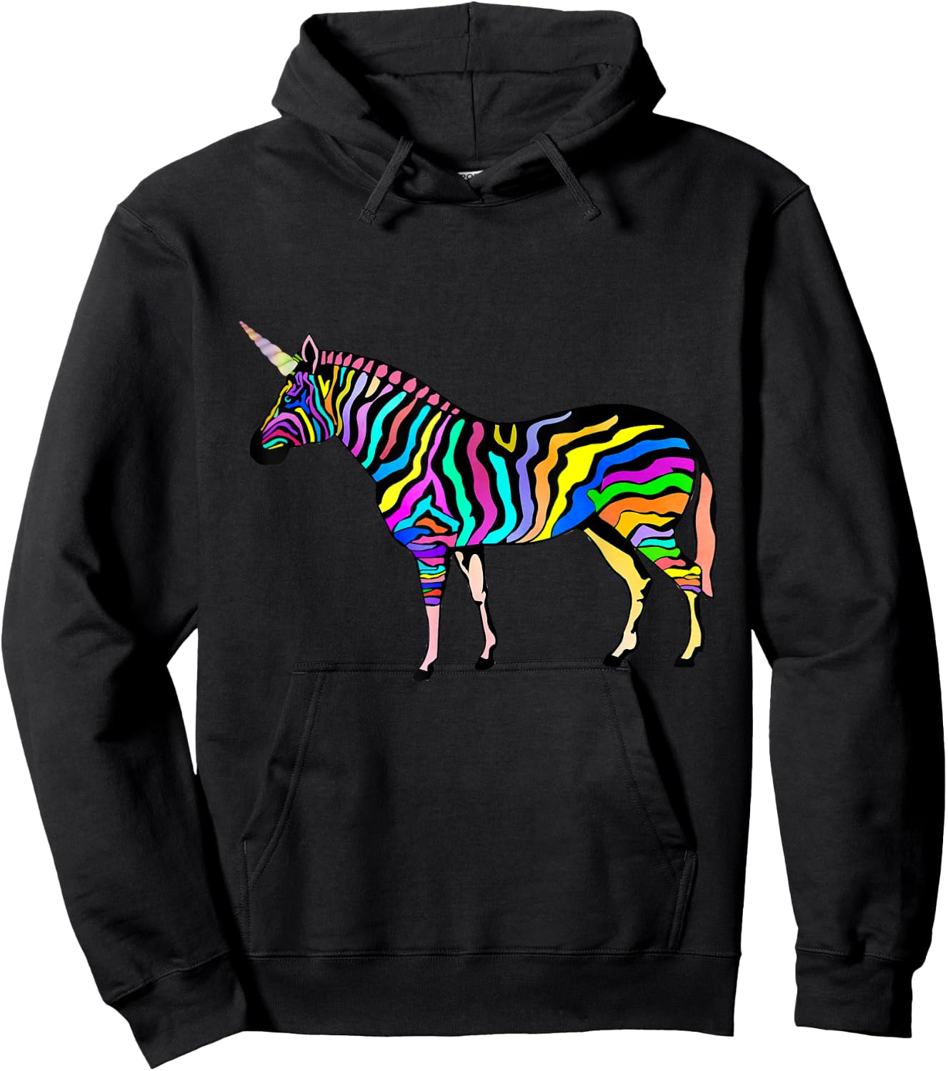 Funny Rainbow Zebra Unicorn T Shirt | Zebracorn Youth Hoodie - Hoodie | Black