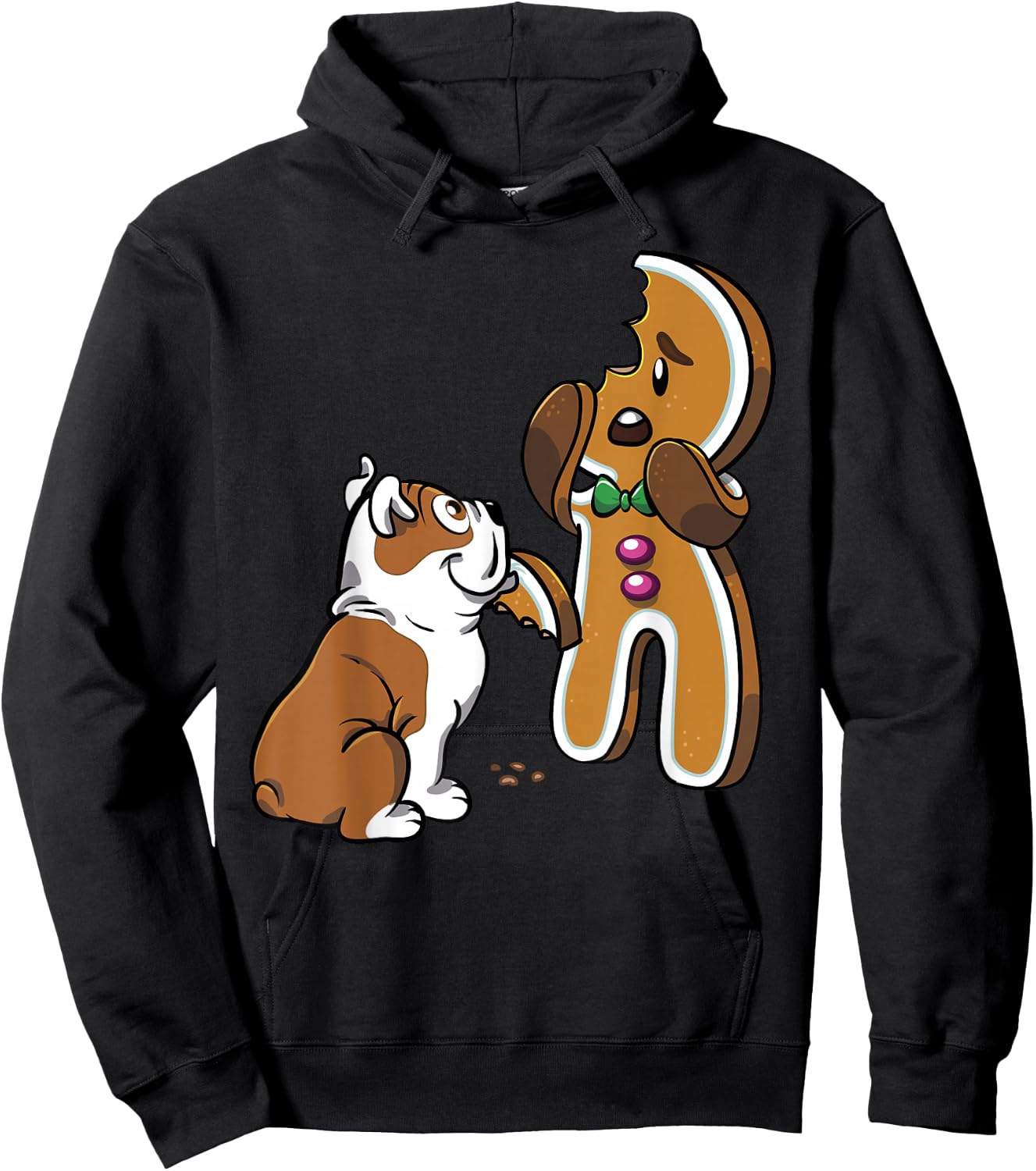 English Bulldog Gingerbread Man Christmas Dog Shirt Hoodie - Hoodie | Black