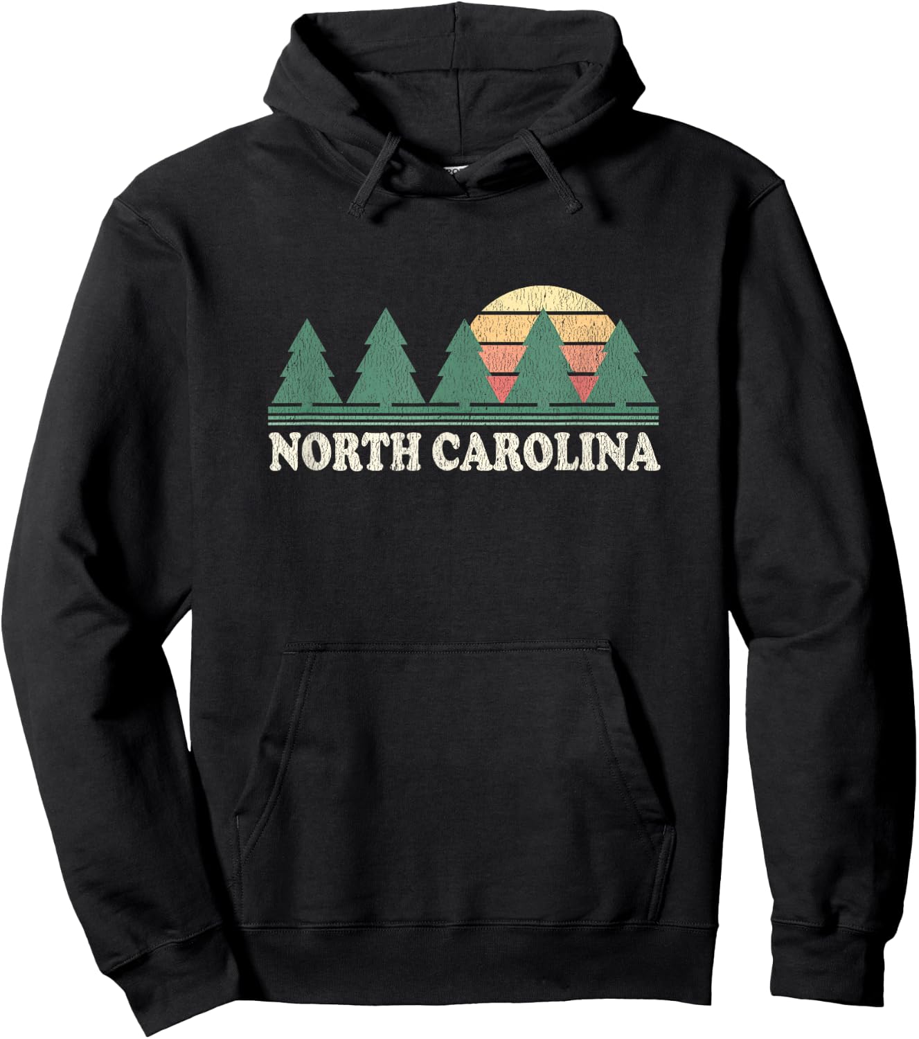 North Carolina NC Vintage 70s Retro Hoodie - Hoodie | Black