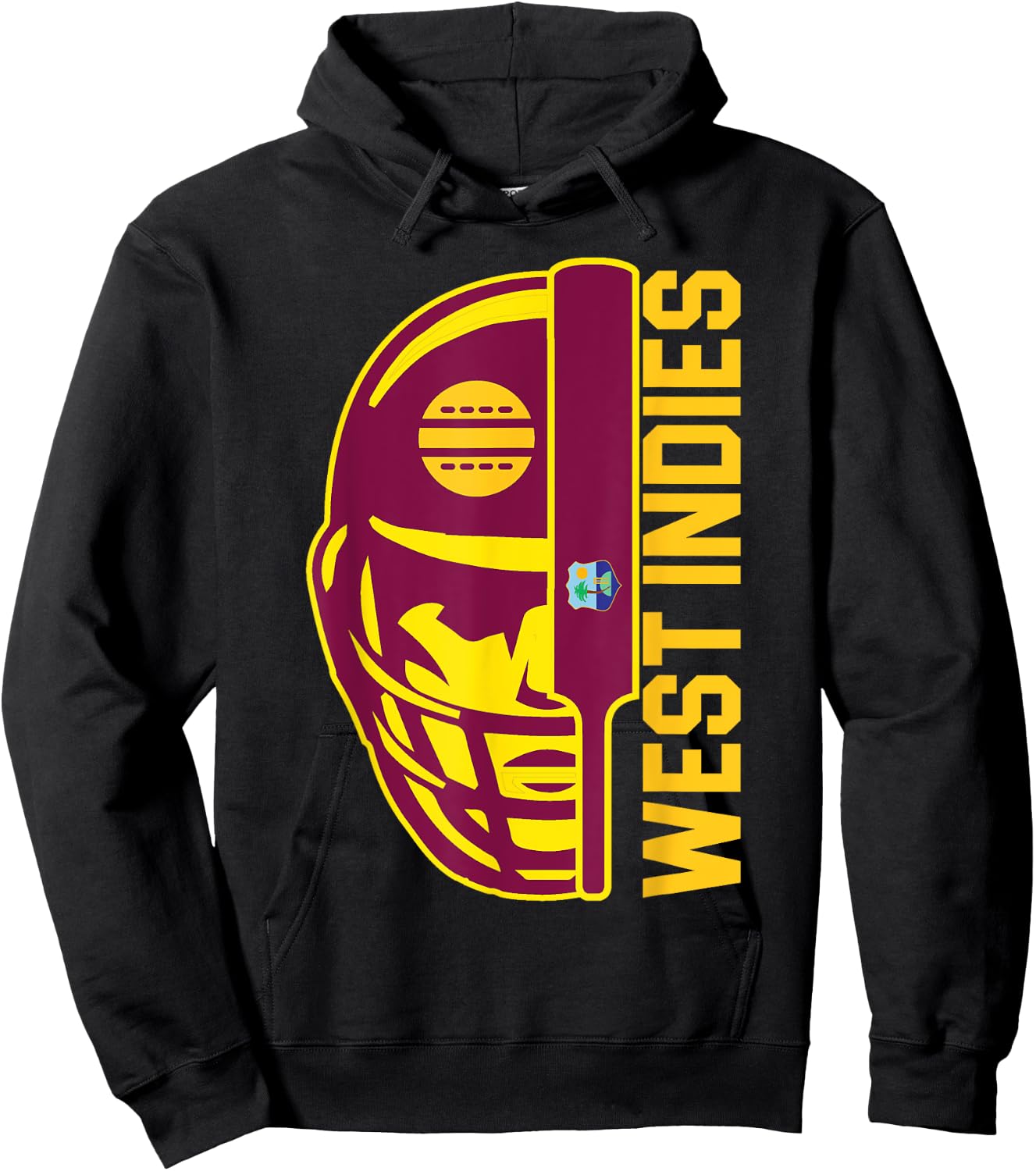 Cricket West Indies Fan Helmet Ball and Bat Design Hoodie - Hoodie | Black