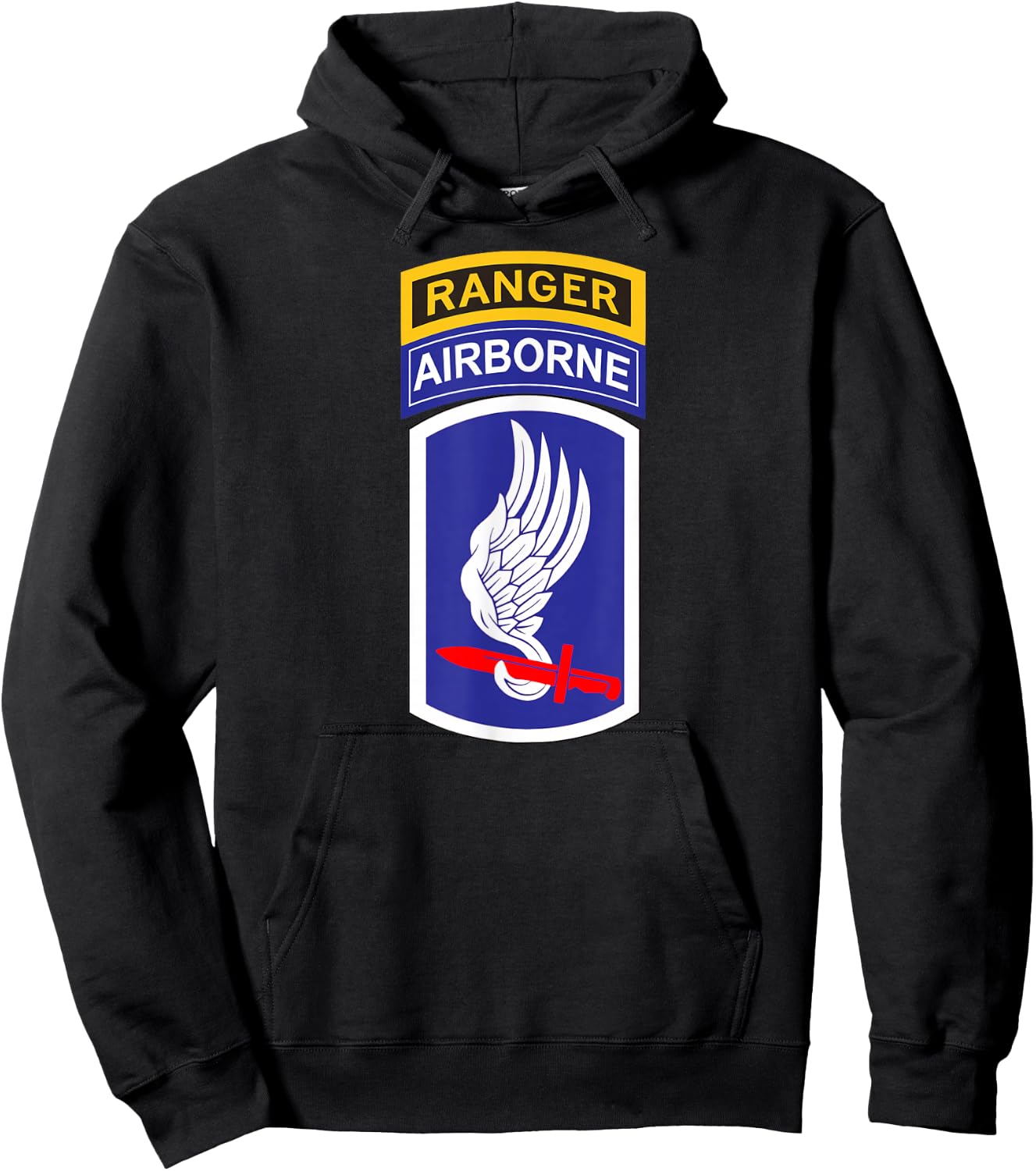 173rd Airborne Division Patch with Ranger Tab - Center Hoodie - Hoodie | Black
