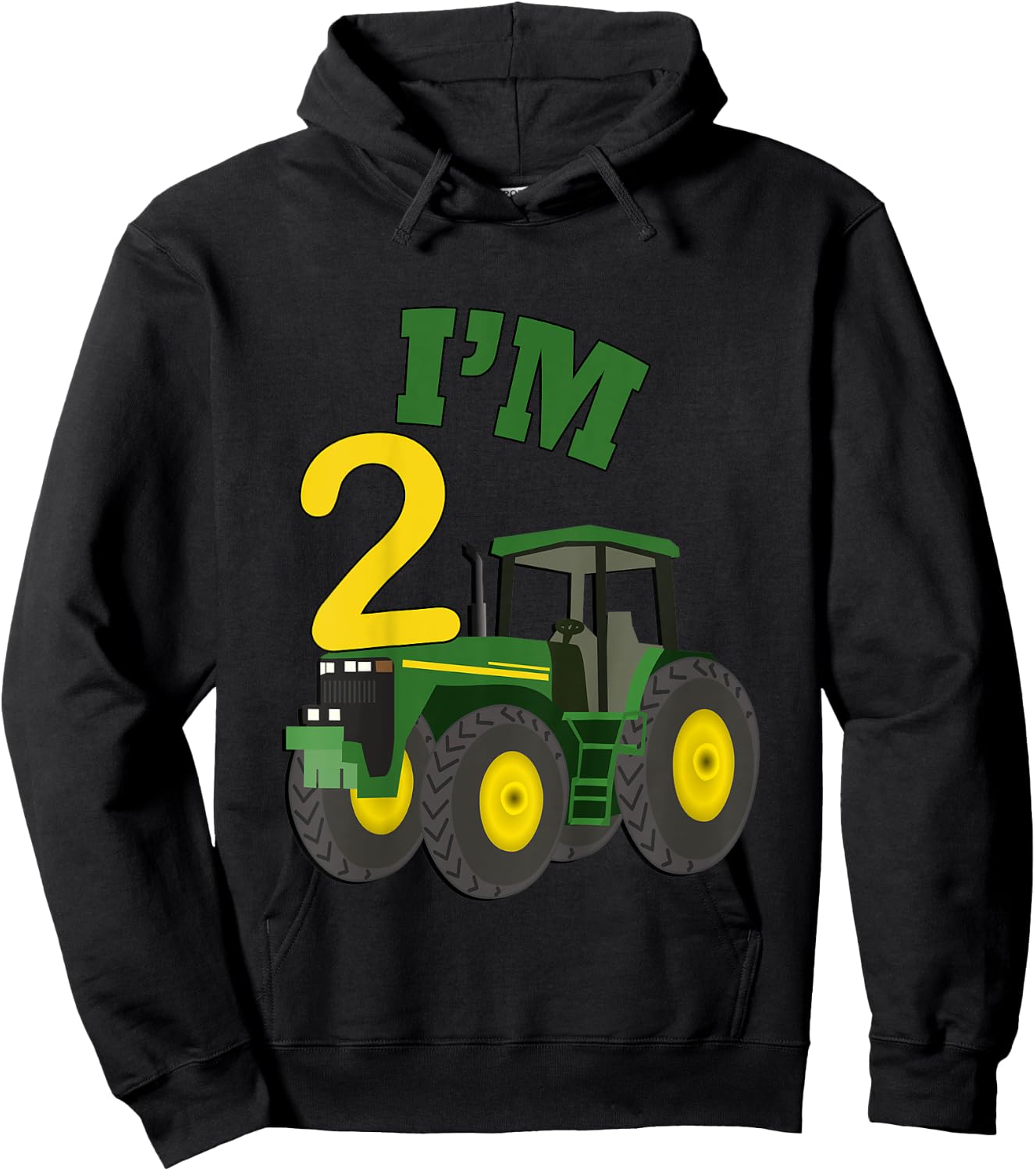 Birthday 2 Yr Old Farming Tractors Truck Birthday Gift Hoodie - Hoodie | Black