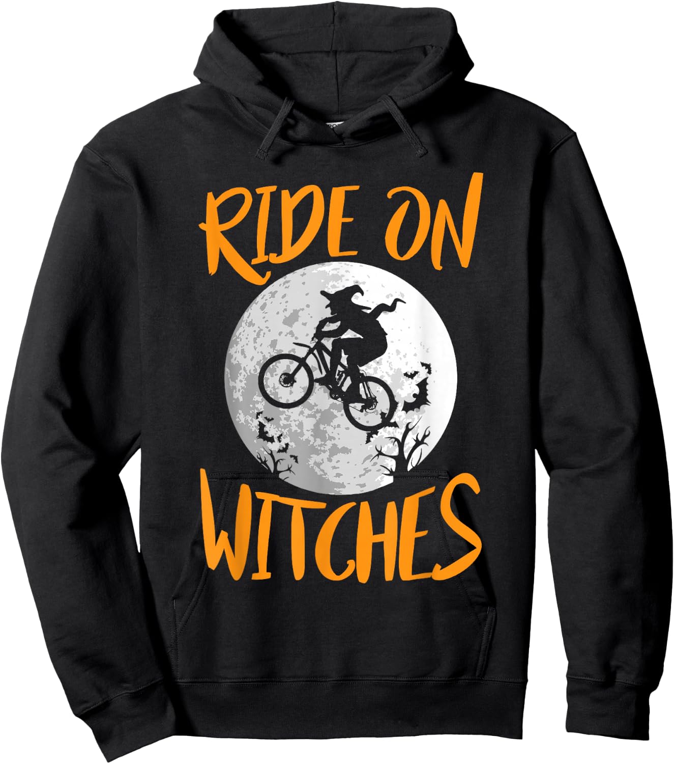 Funny Halloween Full Moon Ride On Witches Cycling Bike Shirt Hoodie - Hoodie | Black