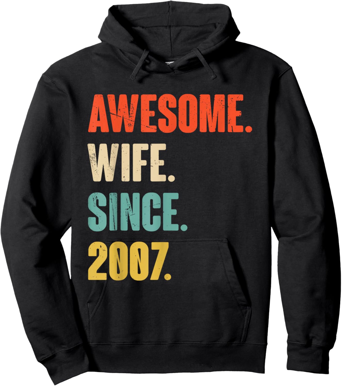 19th Wedding Anniversary - Awesome Wife Since 2007 Hoodie - Hoodie | Black