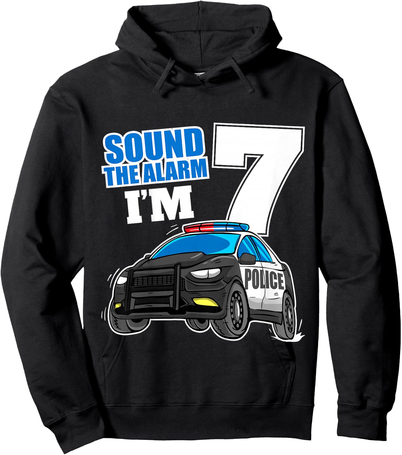 Kids Police Car 7th Birthday Boy 7 Cop Policeman Officer Seven Hoodie - Hoodie | Black