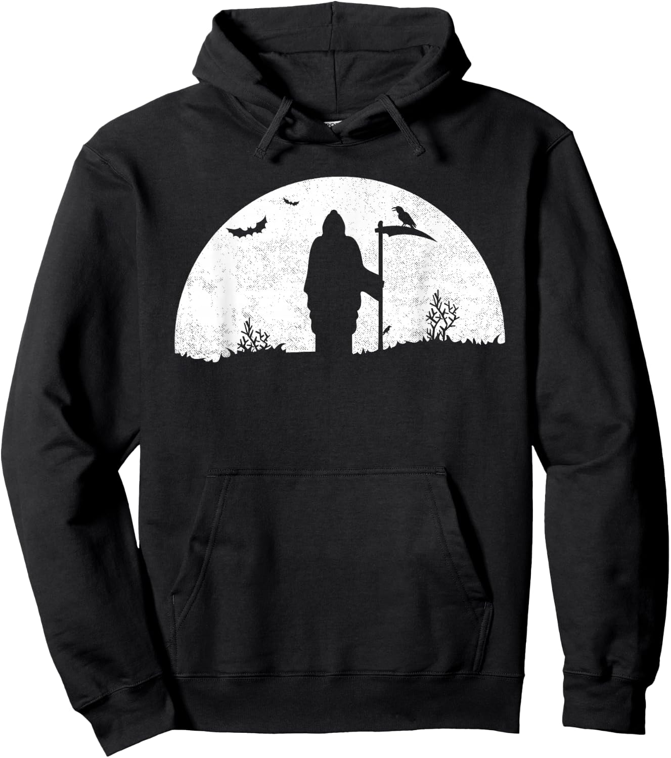 Death Grim Reaper Graphic T Shirt Distressed Vintage Look Hoodie - Hoodie | Black