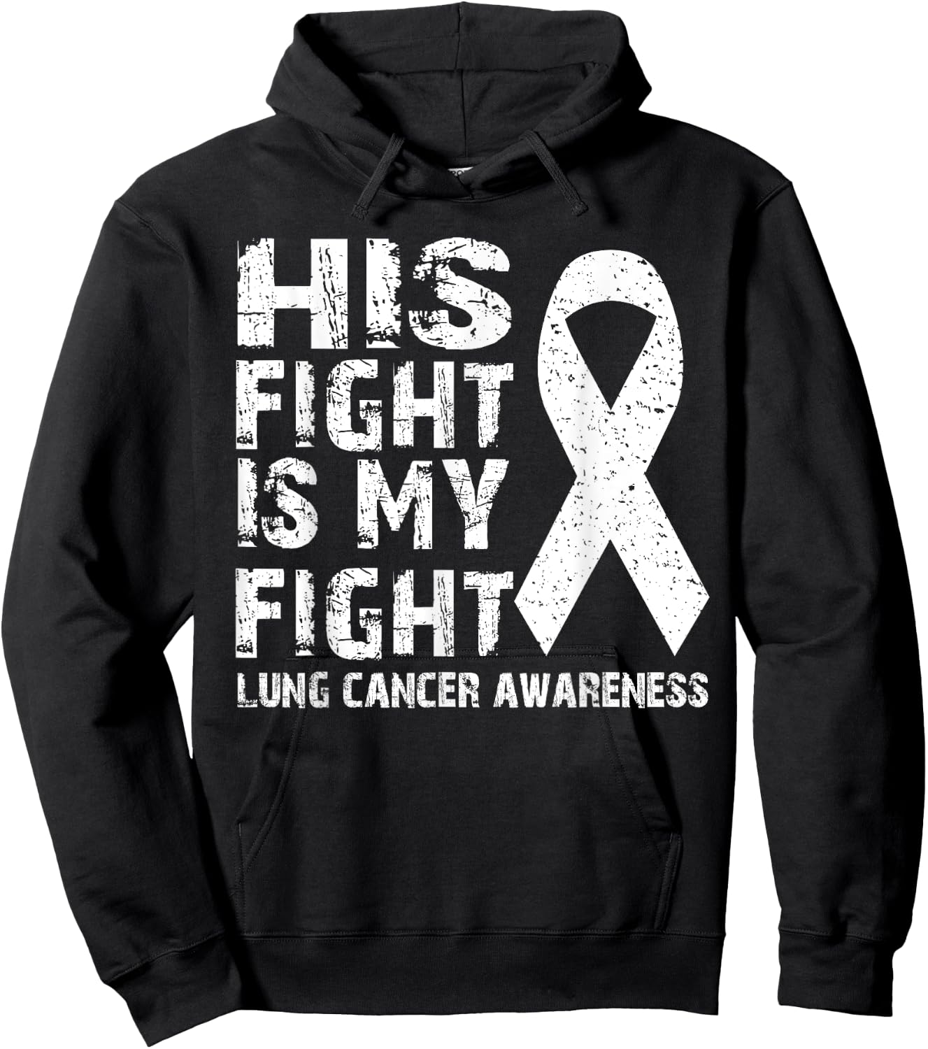His fight is my fight Lung cancer awareness Hoodie - Hoodie | Black