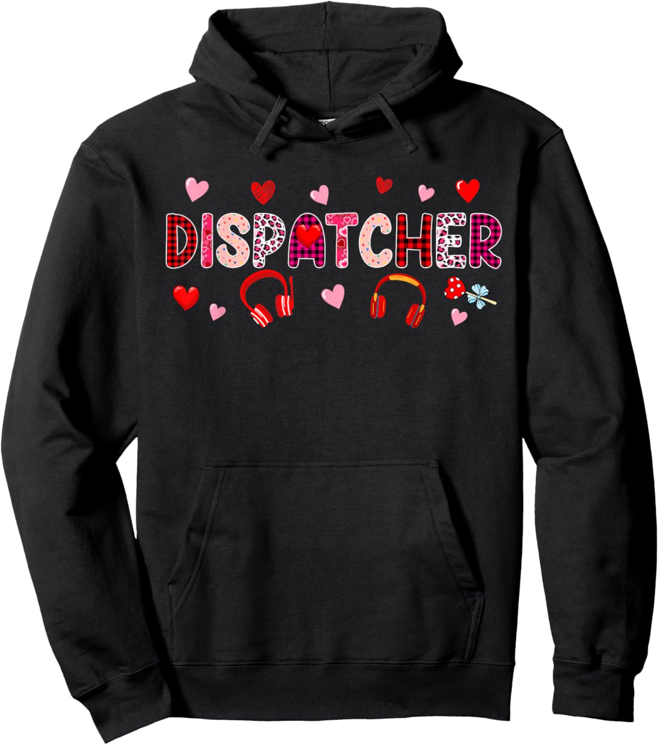 Dispatcher Tools Valentine's Day Leopard Cute Hearts Hoodie - Hoodie | Black