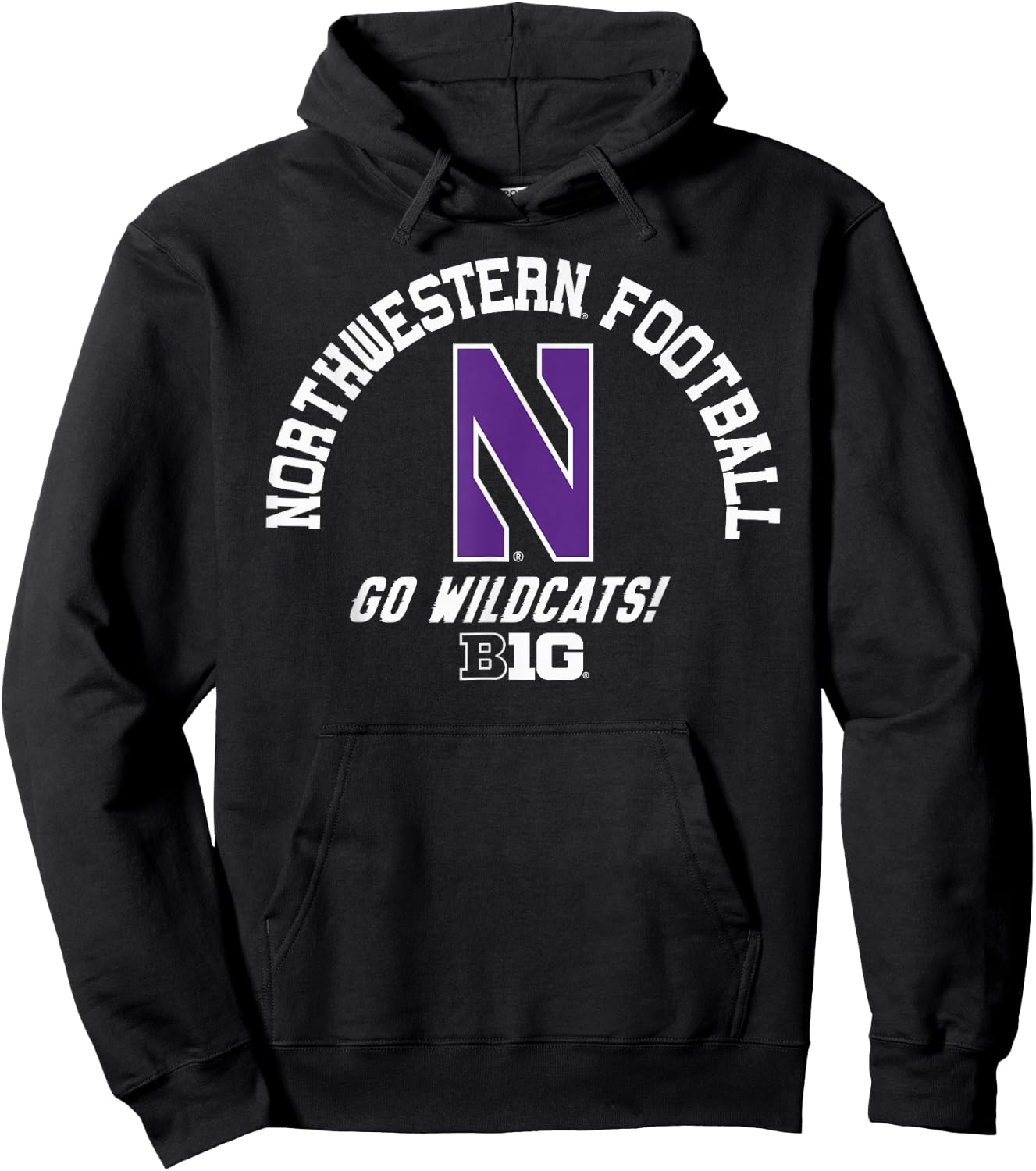 Northwestern Wildcats Big 10 Football Logo Hoodie - Hoodie | Black