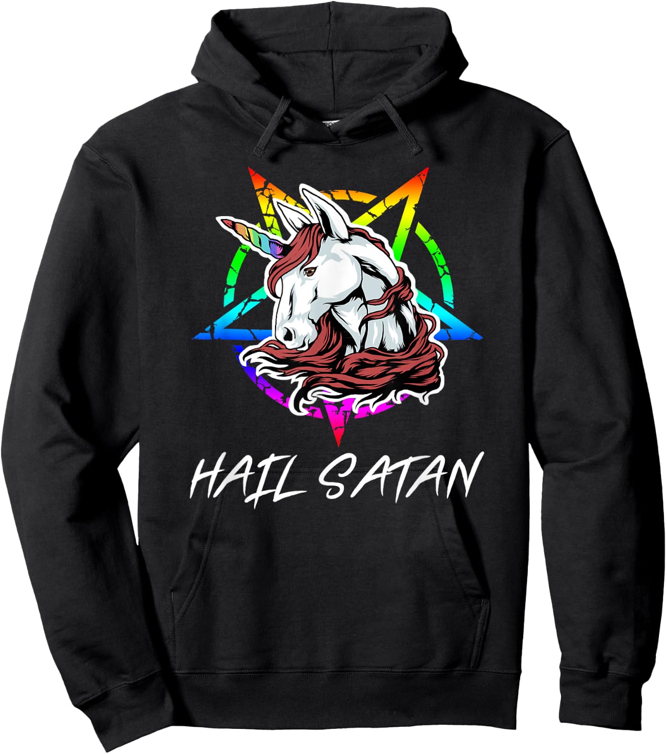 Hail Satan | Funny Unicorn Shirt Hoodie - Hoodie | Black