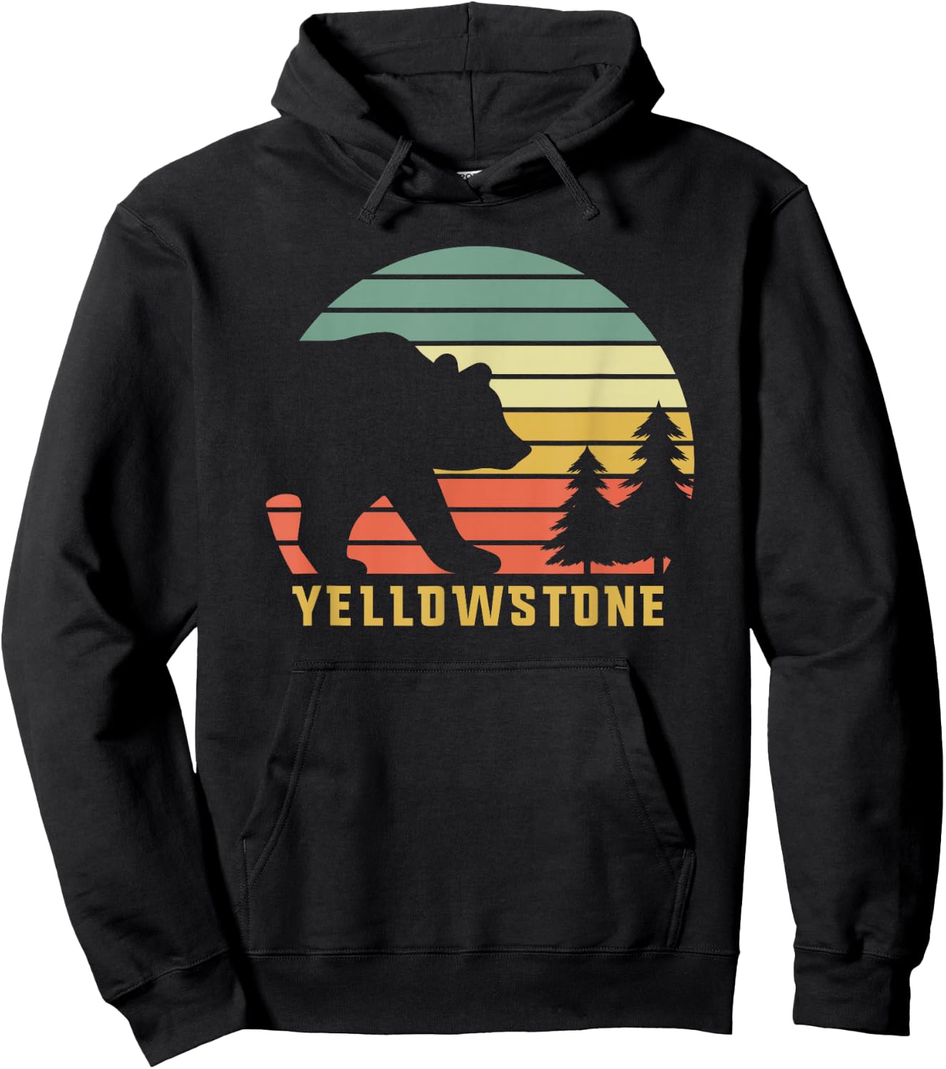 Vintage Yellowstone National Park Retro Bear Souvenir Gift Hoodie - Hoodie | Black