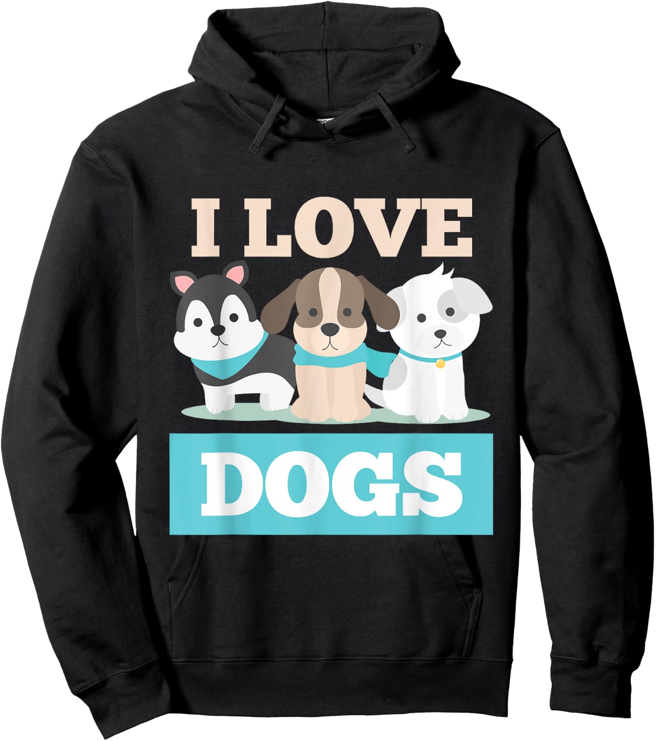 I Love Dogs Paw Print Heart Pet Lover Novelty Hoodie - Hoodie | Black