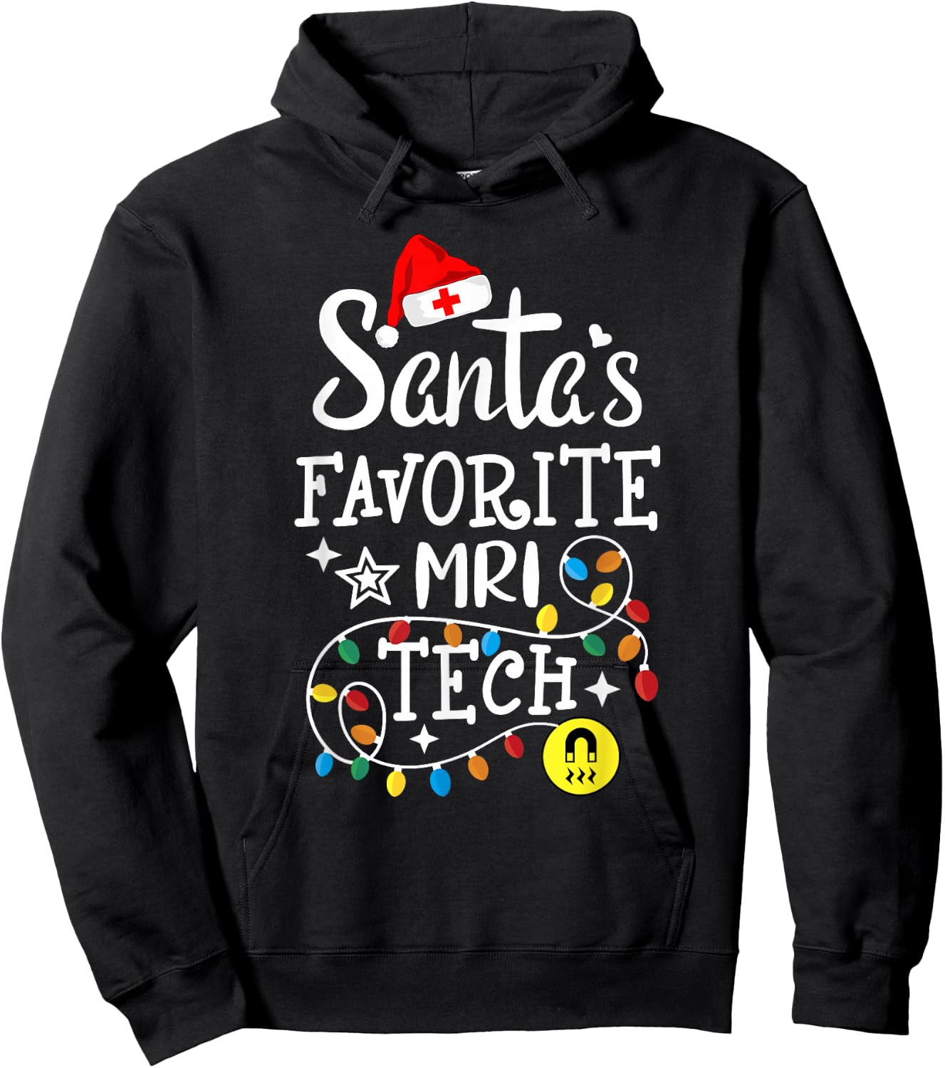 Santa's Favorite MRI Tech - Magnetic Resonance Imaging Techs Hoodie - Hoodie | Black