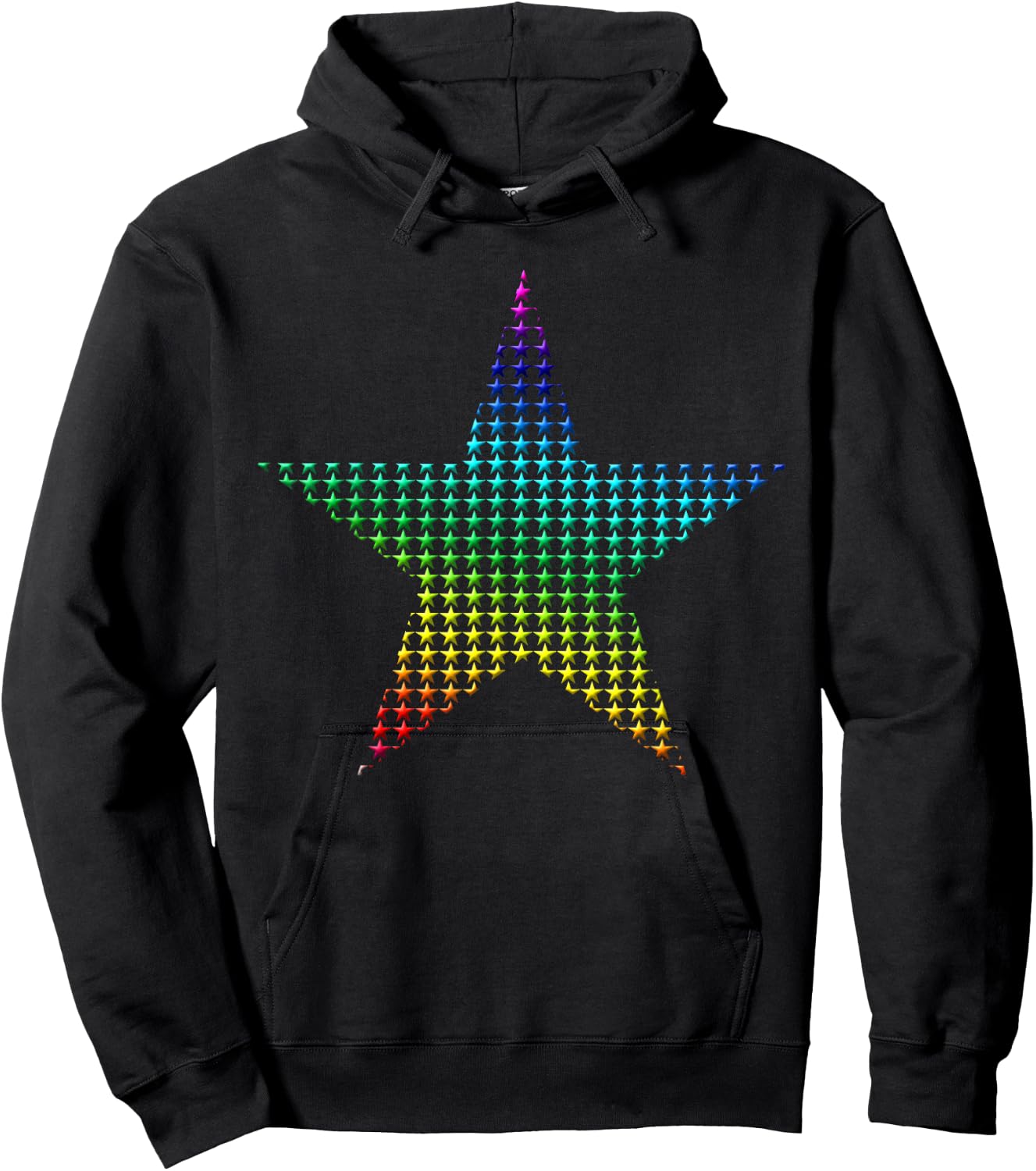 Multicoloured stars in the star rainbow graphic Hoodie - Hoodie | Black