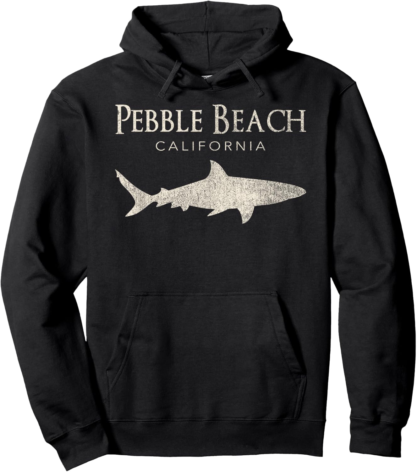 Retro Pebble Beach CA Shark Hoodie - Hoodie | Black