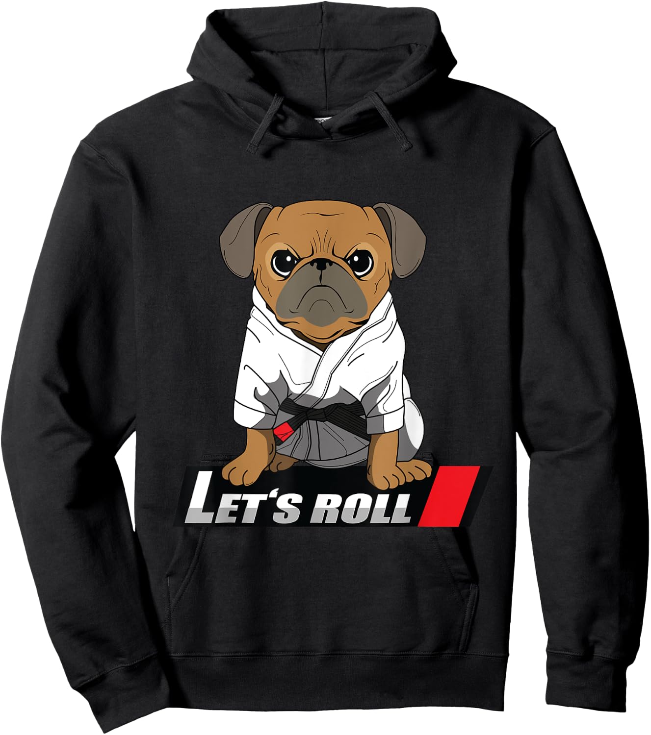 BJJ Pug - Brazilian Jiu Jitsu Gift Hoodie - Hoodie | Black