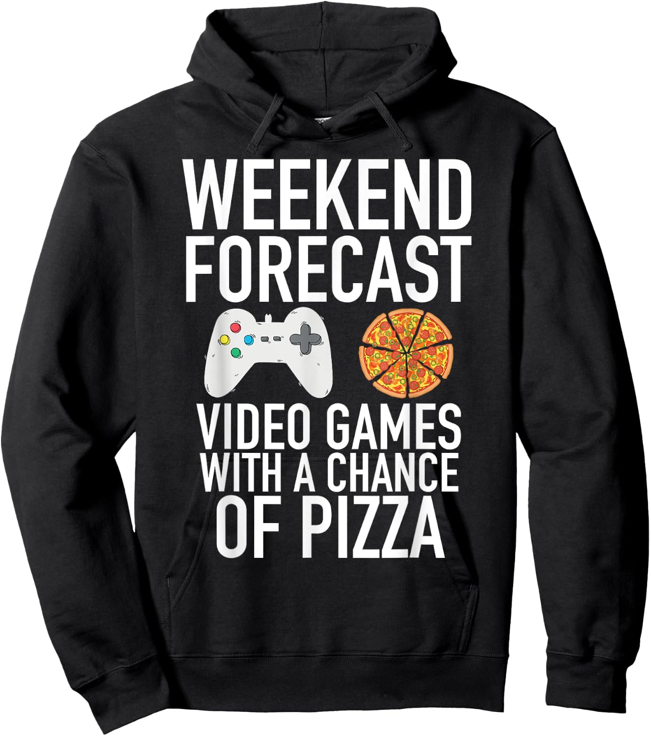Weekend Forecast Video Games and Pizza Gamer Hoodie - Hoodie | Black