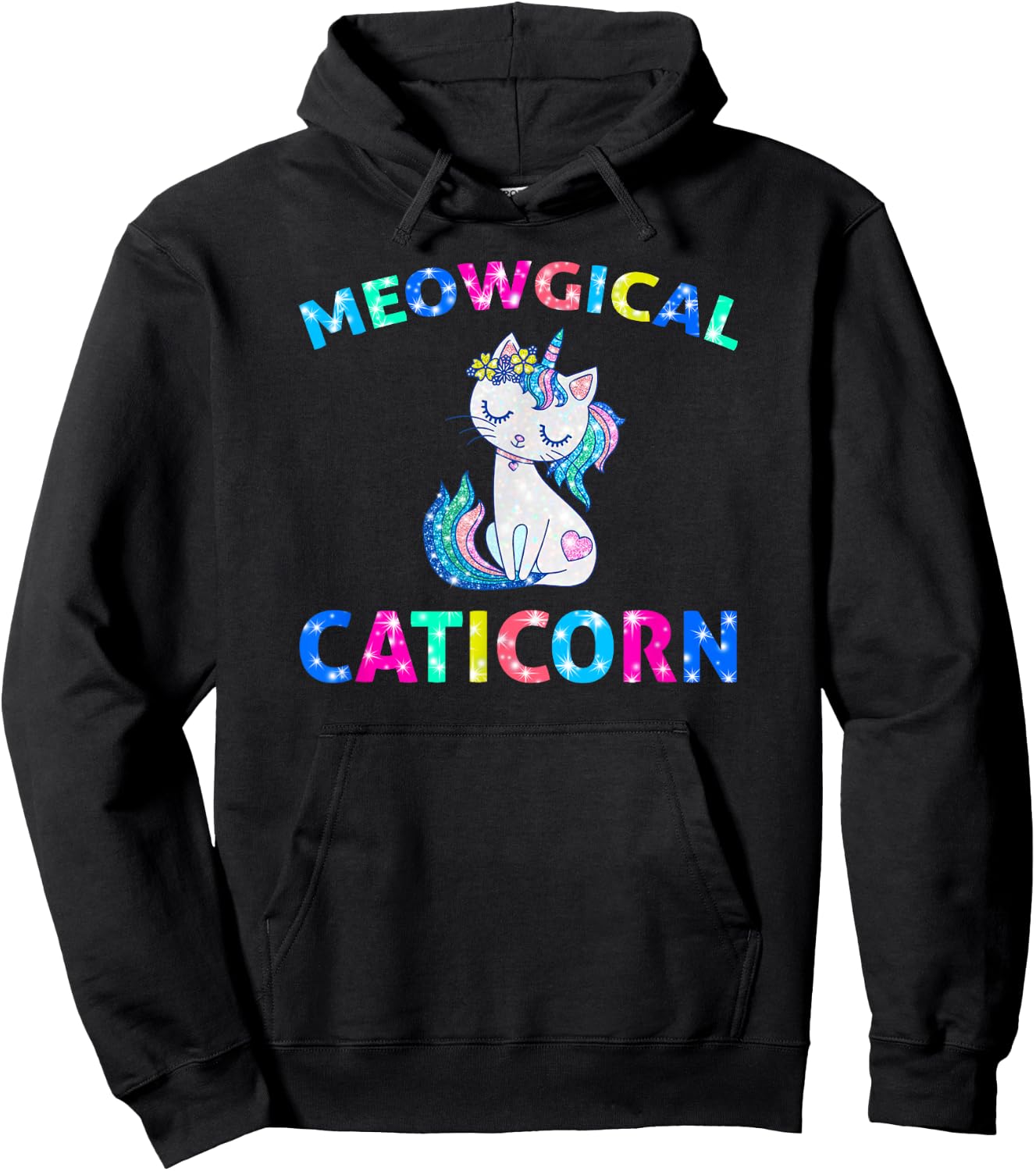 Meowgical Caticorn Shirt Unicorn Cat Kittycorn Hoodie - Hoodie | Black