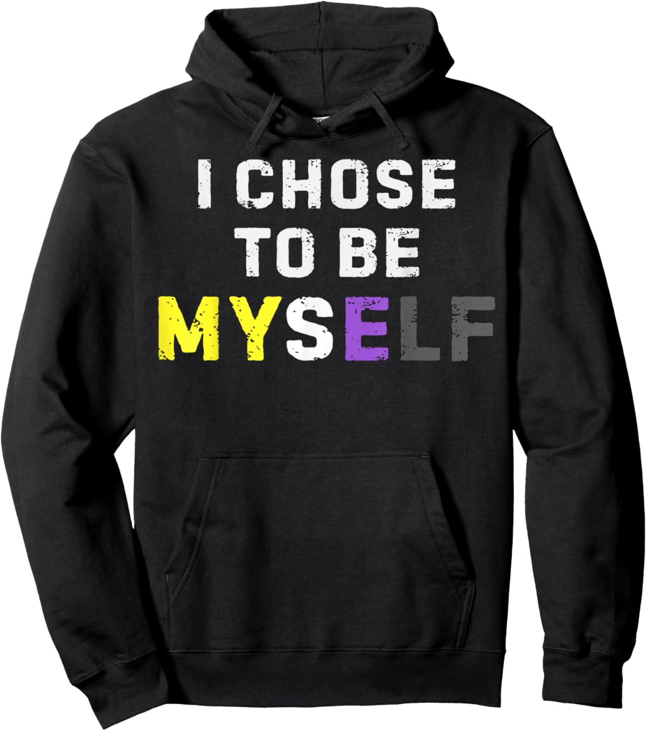 Nonbinary Pride Colors Myself LGBTQ Enby Identity Power Hoodie - Hoodie | Black