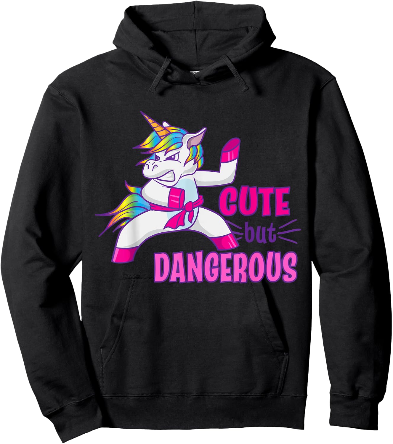 Cute But Dangerous Ninja Karate Taekwondo Kung Fu Unicorn Hoodie - Hoodie | Black