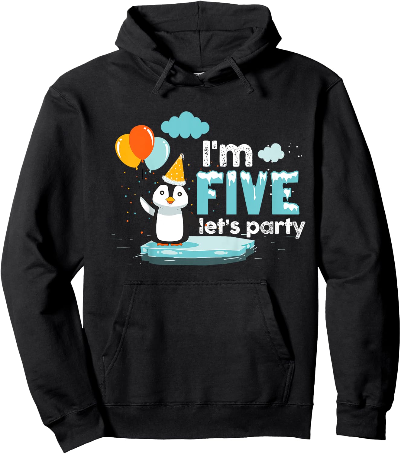 I'm 5 Birthday Outfit Penguin Kids Clothing Hoodie - Hoodie | Black