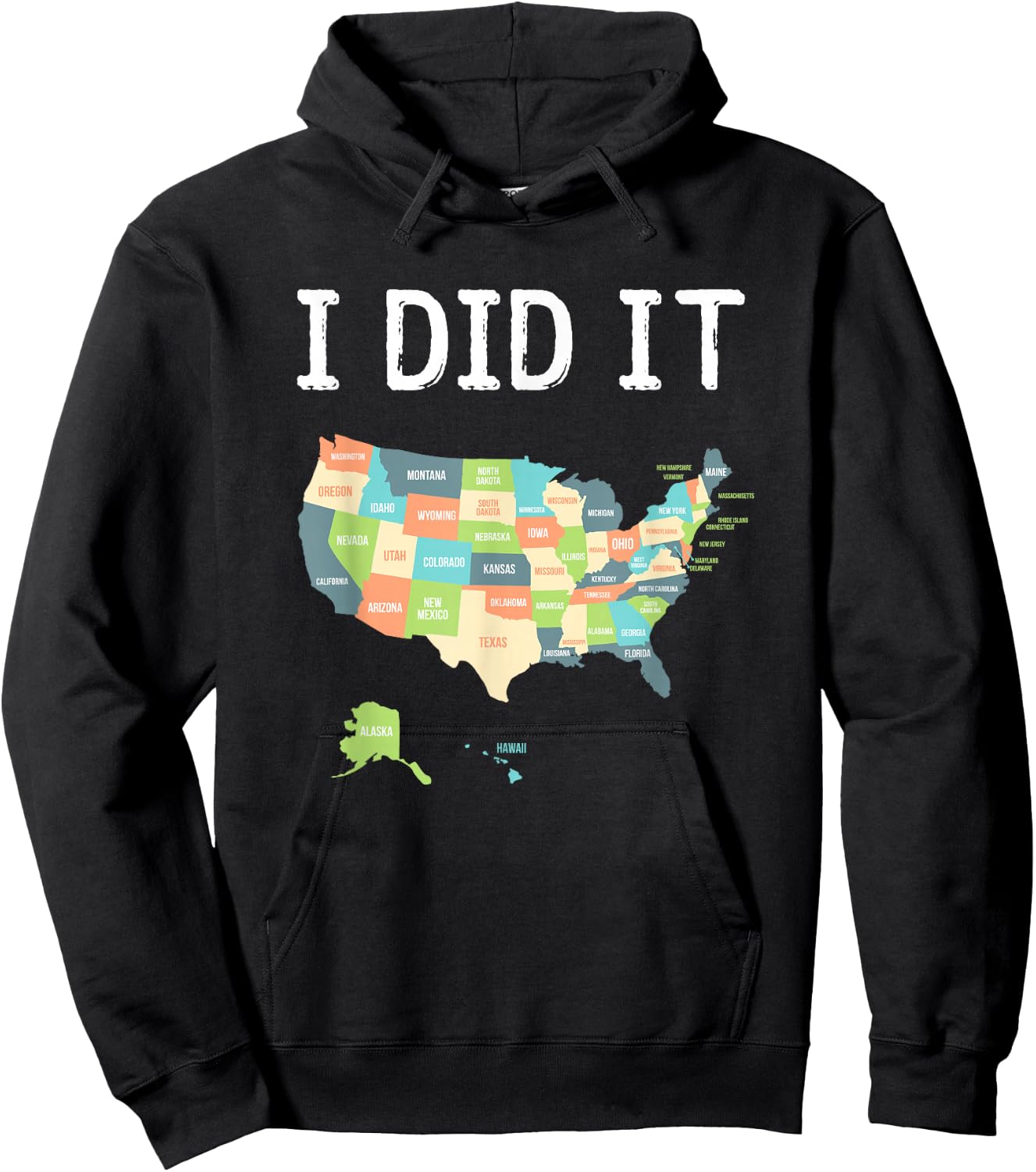Visited All 50 States Gift, USA map Gift Hoodie - Hoodie | Black