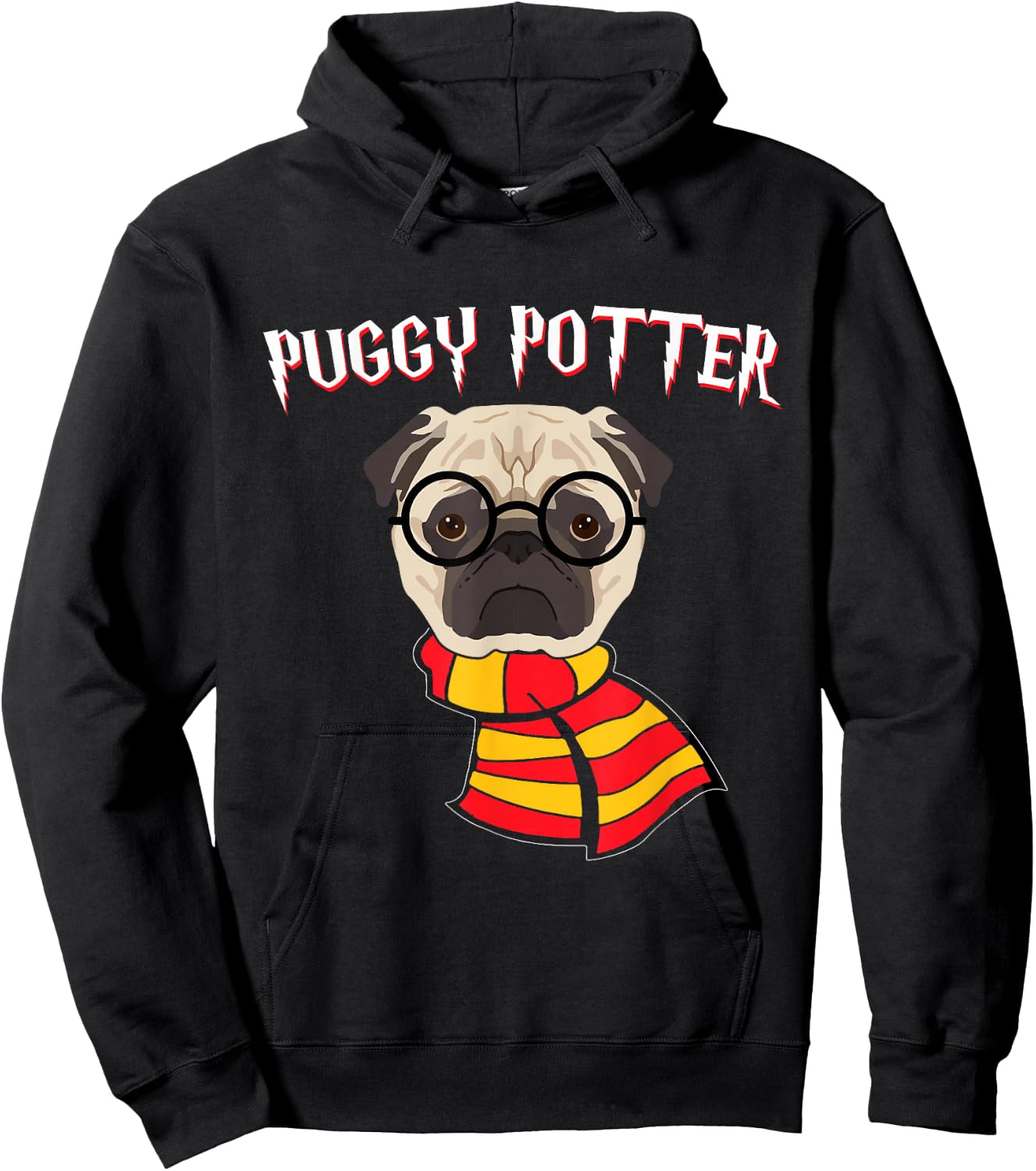 Pug Dog Pet Gift Puggy Potter Nerd Pug Dog Hoodie - Hoodie | Black