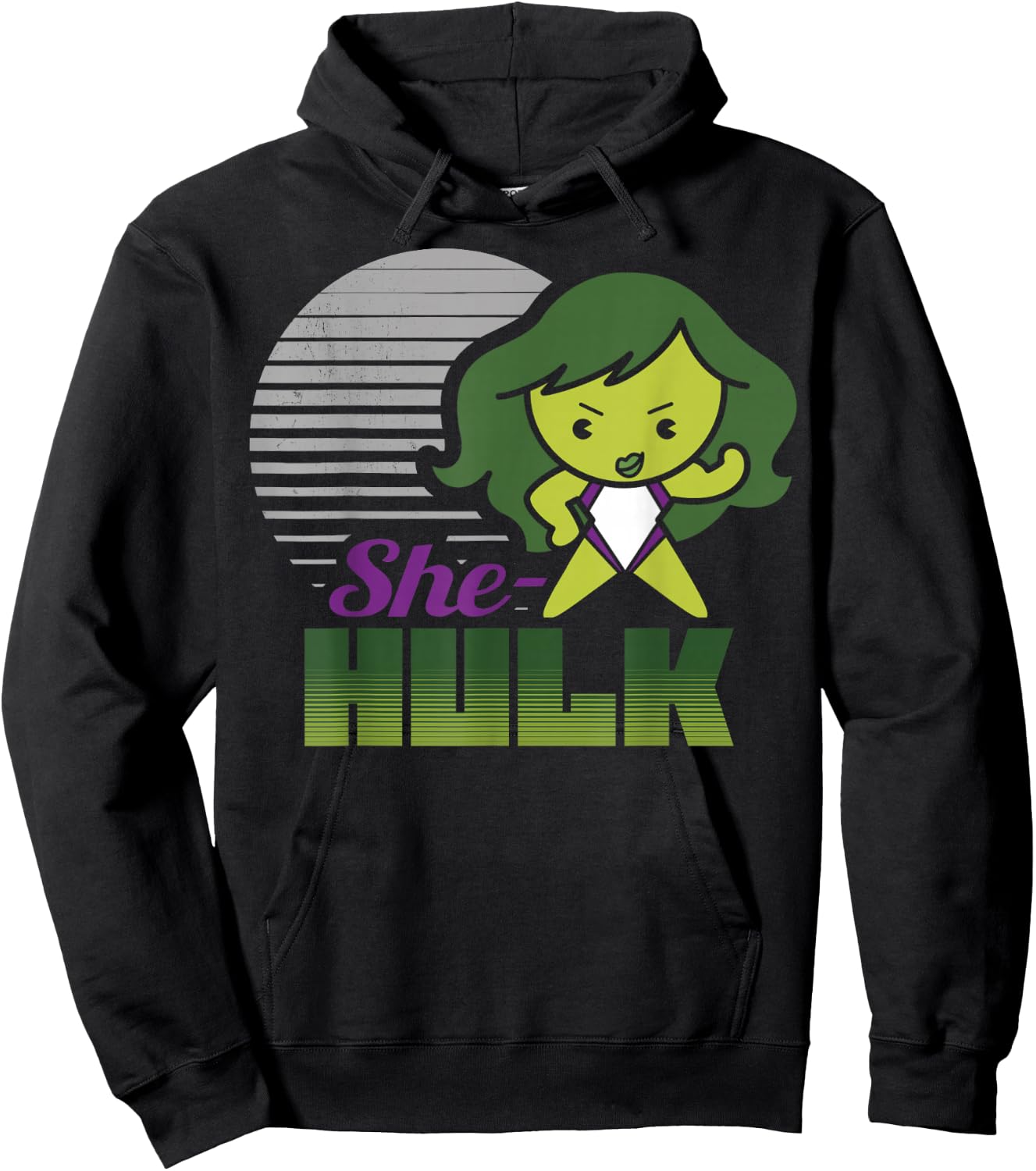 Marvel She-Hulk Strong Cute Kawaii Flew Logo Graphic Hoodie - Hoodie | Black