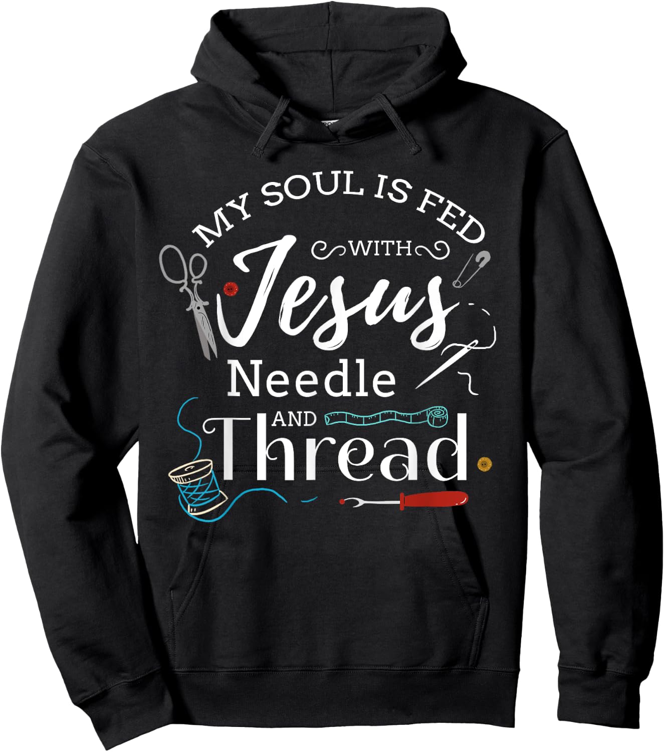 Sewing Jesus Shirt Quilting Needle Christian Hoodie - Hoodie | Black