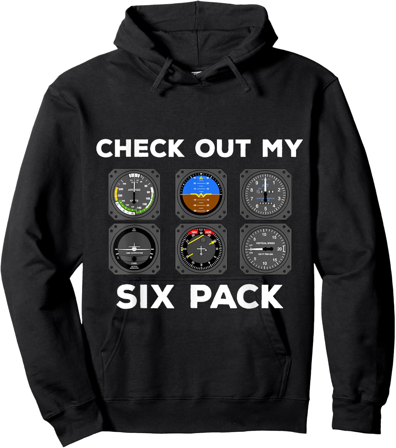 Check Out My Six Pack Pilot Aviation Flying Airplane Gym Hoodie - Hoodie | Black