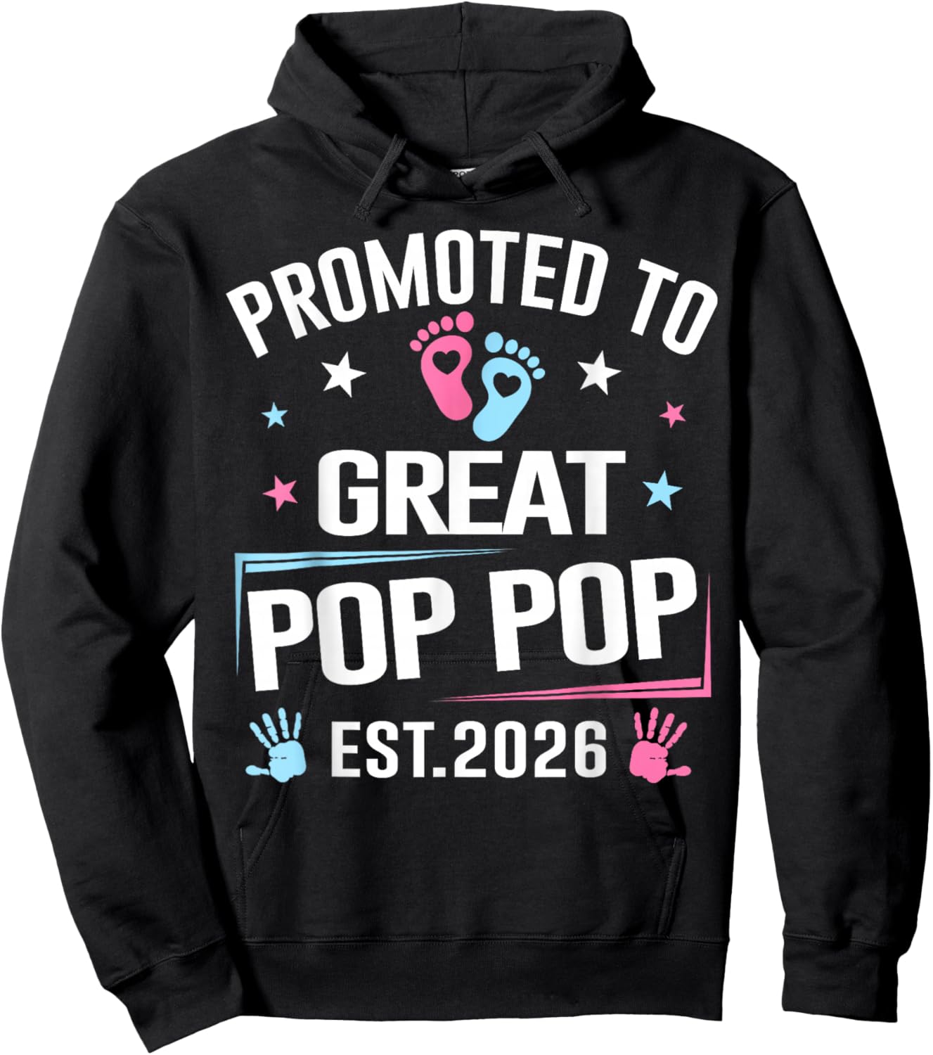 Promoted to Great Pop Pop Est 2026 Pregnancy Announcement Hoodie - Hoodie | Black