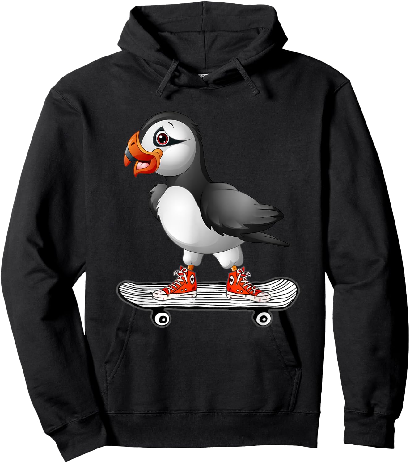 Puffin Shirt Skateboarding Skateboarder Iceland Bird Hoodie - Hoodie | Black
