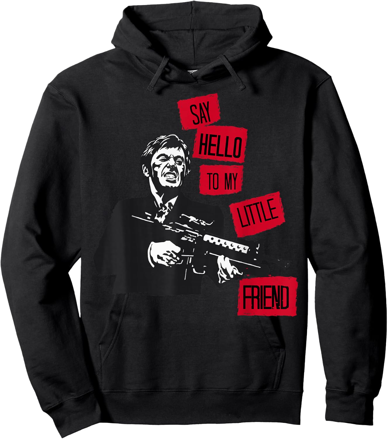 Scarface Say Hello To My Little Friend Portrait Hoodie - Hoodie | Black