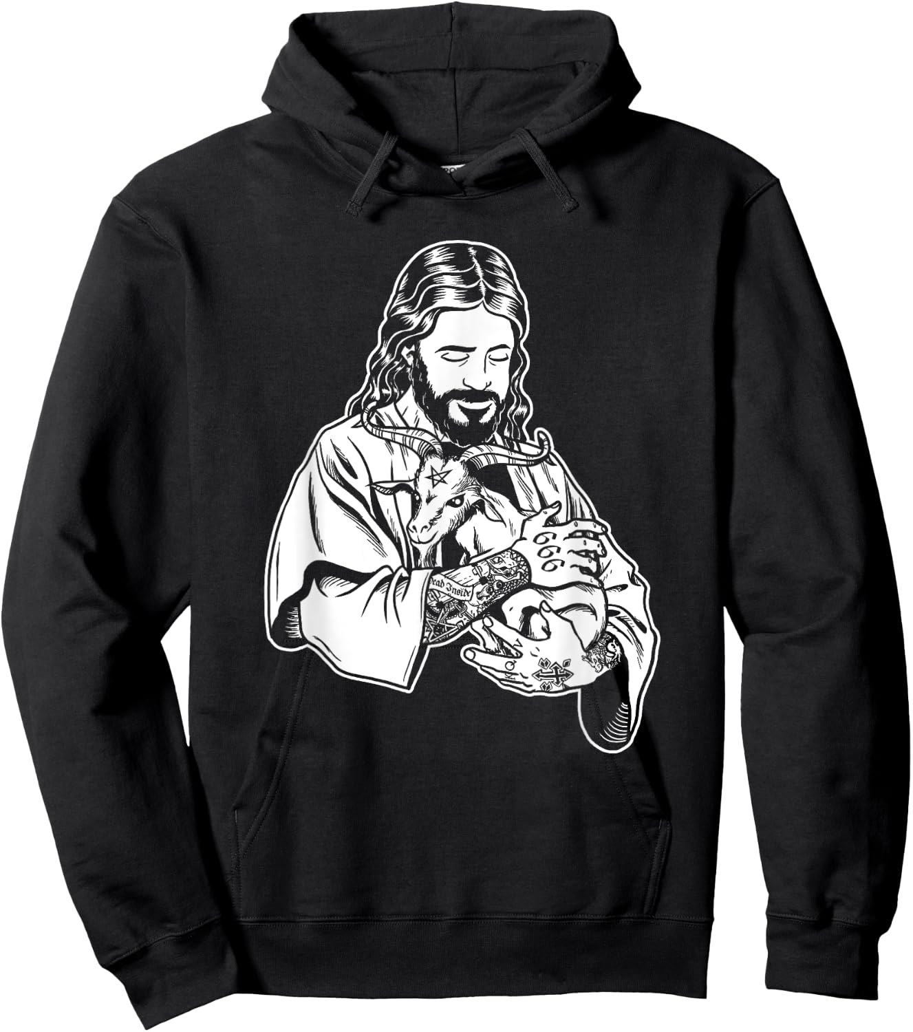 Blackcraft Jesus Loves Satan Baphomet goat Atheist Hoodie - Hoodie | Black
