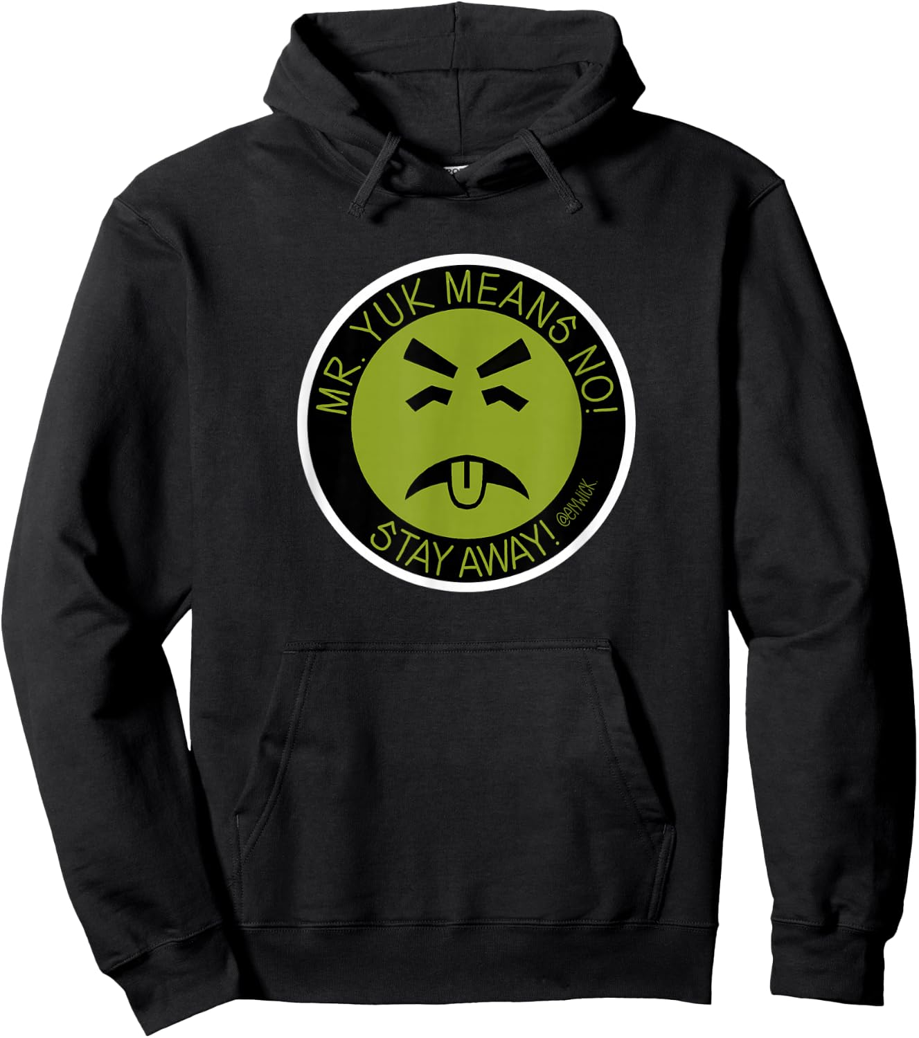elywick. Adult Mr. Yuk - Black, Small, Short Sleeve, , Classic Fit, Cotton 65% Polyester 35% Hoodie - Hoodie | Black